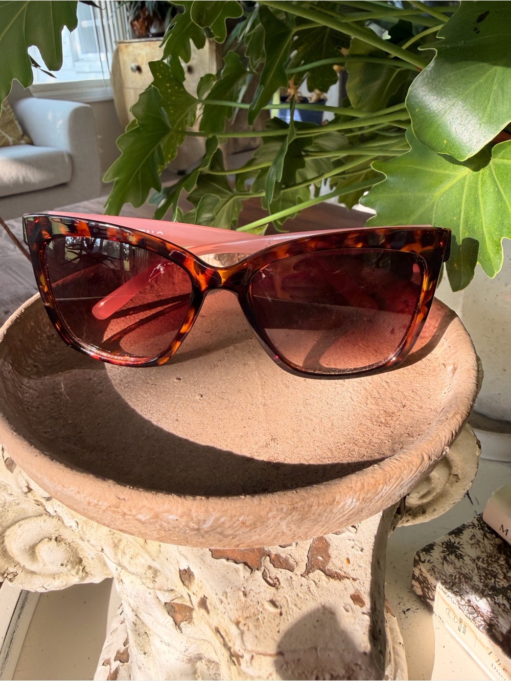 Buffalo David Bitton Tortoiseshell Cat-Eye Sunglasses with Pink Temples